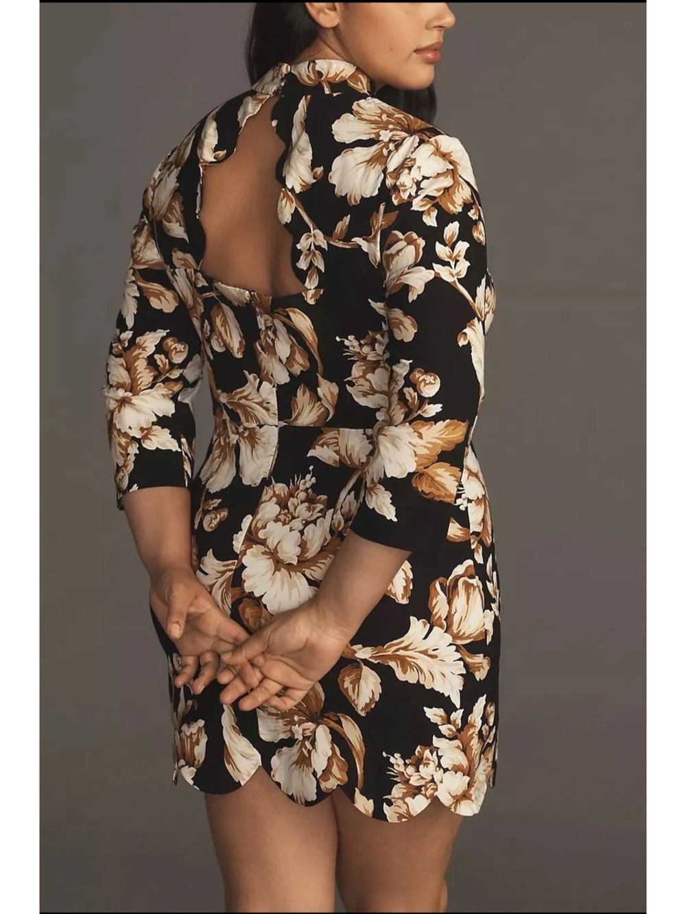 Maeve Anthropologie Black Floral Cutout Back Long Sleeve Dress - Picture 4 of 4